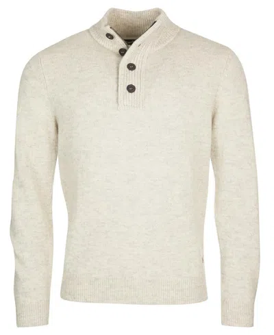 BARBOUR HIGH-NECK HALF BUTTONED KNIT JUMPER