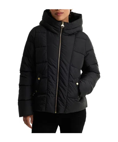Barbour High Neck Short Quilted Padded Coat In Black