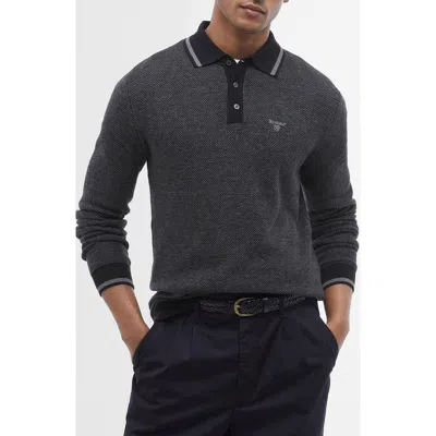 Barbour Textured Polo Shirt In Gray