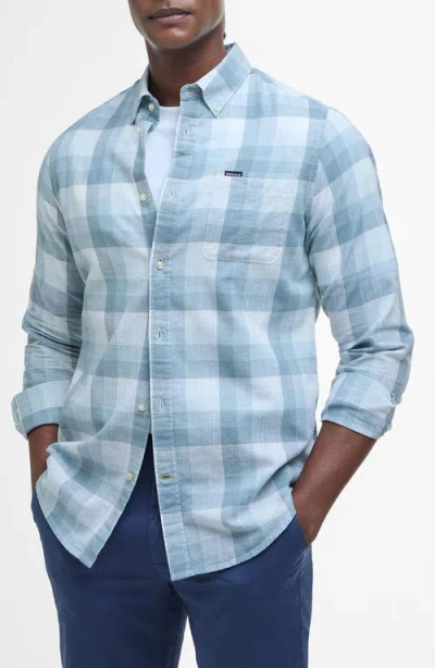 Barbour Hillroad Tailored Fit Buffalo Check Button-down Shirt In Vintage Teal