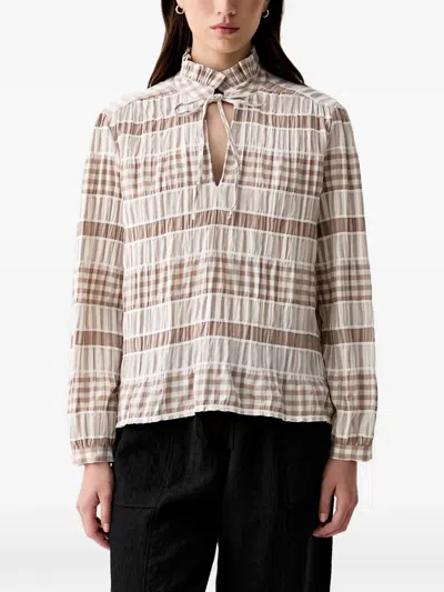 Barbour Hinton Gingham-pattern Ruffled-effect Blouse In Multi