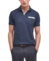 Barbour Hirstly Cotton Tartan Trimmed Pocket Polo Shirt In Navy