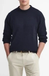 Barbour Holden Elbow Patch Wool Crewneck Sweater In Navy