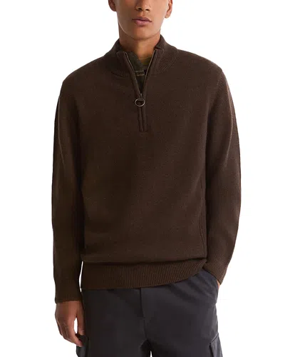 Barbour Elbow-patch Quarter-zip Sweater In Brown