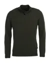 Barbour Holden Wool Tartan Trim Regular Fit Quarter Zip Mock Neck Sweater In Olive Marl