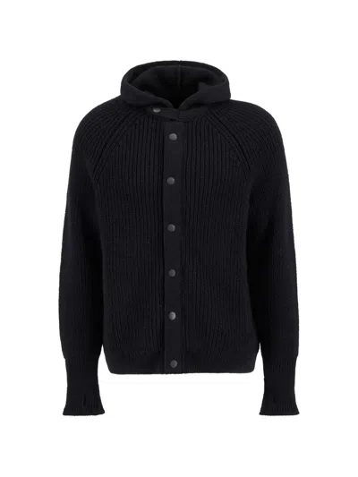 Barbour Hooded Buttoned Cardigan In Black