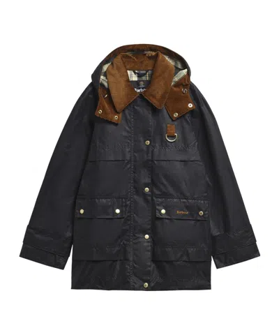 Barbour Hooded Cord Collar Waxed Parka In Black