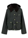 Barbour Hooded Corduroy-collar Jacket In Green
