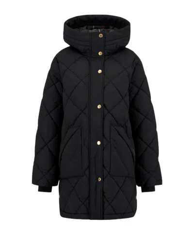 Barbour Hooded Cotton Jacket In Black