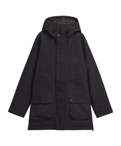 Barbour Hooded Long Coat In Black