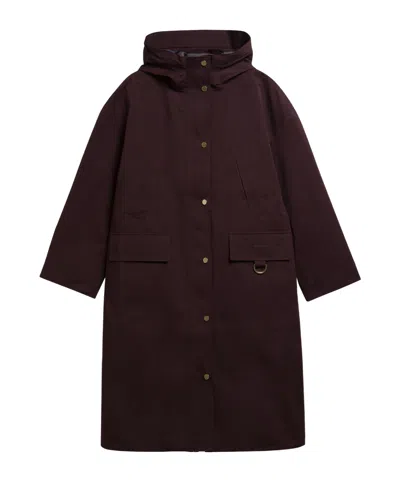 Barbour Hooded Long Parka In Brown