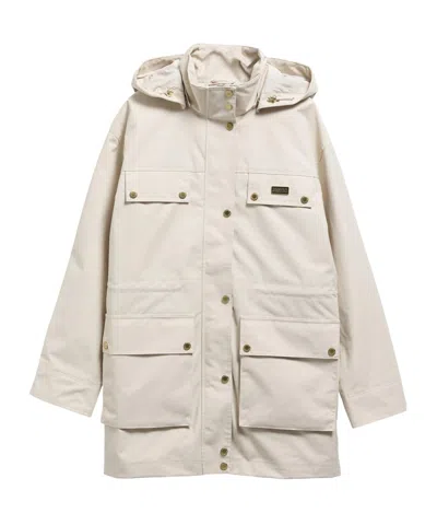 Barbour Hooded Parka Coat In Moonbeam