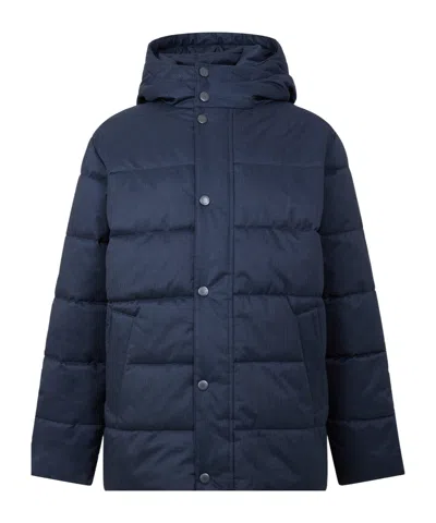Barbour Hooded Quilted Puffer Coat In Blue