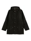 Barbour Hooded Snap-fit Coat In Black