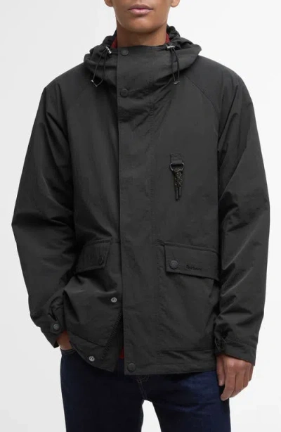 Barbour Hooded Waterproof Jacket In Black