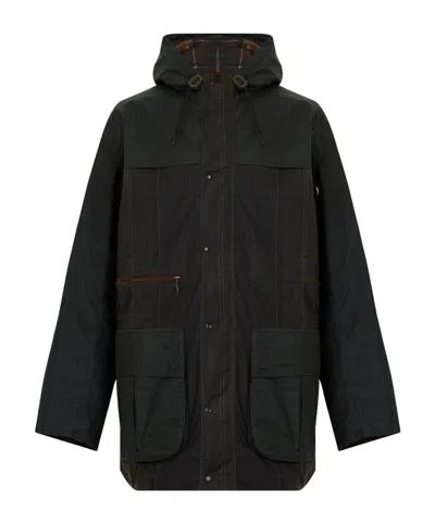 Barbour Hooded Wax Parka In Black