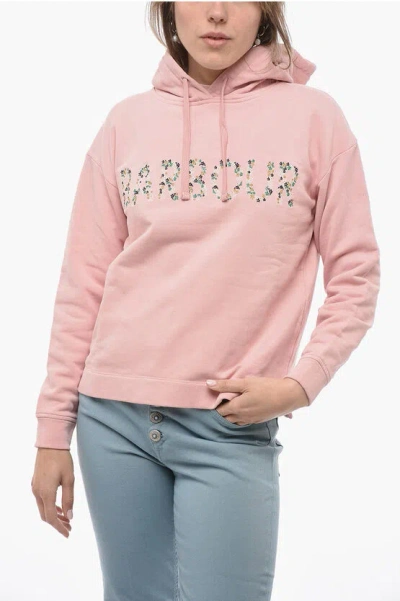 Barbour Hoodie Greenwell With Floral- Logo In Pink