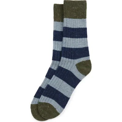 Barbour Houghton Stripe Wool Blend Socks In Blue