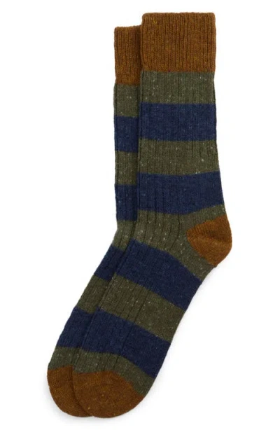 Barbour Houghton Stripe Wool Blend Socks In Brown