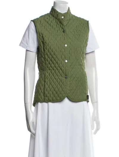 Pre-owned Barbour Houndstooth Print Vest In Green