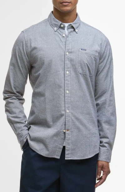 Barbour Huntly Mini Houndstooth Check Cotton Button-down Shirt In Blue