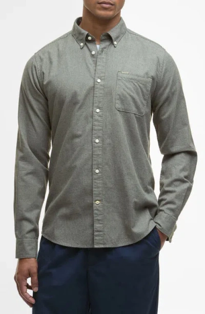 Barbour Huntly Mini Houndstooth Check Cotton Button-down Shirt In Green