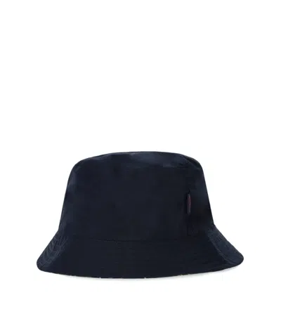 Barbour Hutton Navy Blue Reversible Bucket Hat In Black