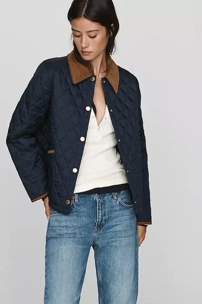 Barbour Icon Quilted Cropped Jacket In Blue