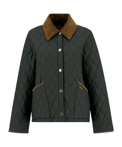 Barbour Liddesdal Corduroy-trimmed Quilted Shell Jacket In Green