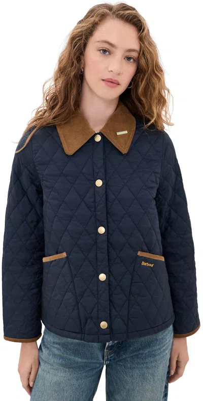 Barbour Icons Cropped Liddesdale Womens Quilted Jacket In Blue