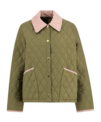 Barbour Icons Cropped Liddesdale Quilted Jacket In Green