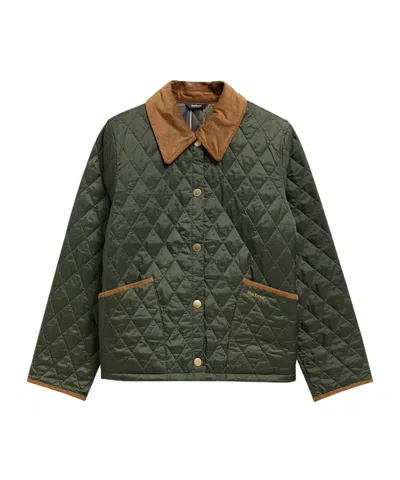Barbour Icons Cropped Liddesdale Quilted Jacket In Green