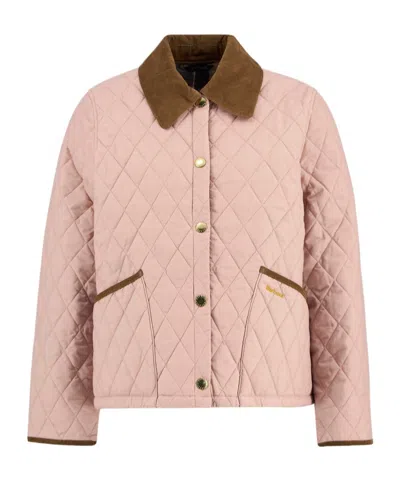 Barbour Icons Cropped Liddesdale Quilted Jacket In Pink