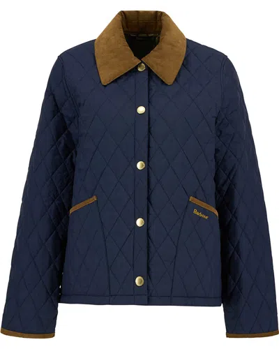 Barbour Icons Cropped Liddesdale Womens Quilted Jacket In Blue