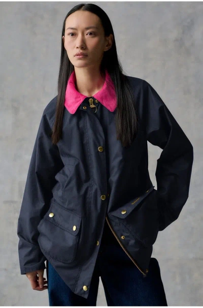 Barbour Icons Modern Beadnell Wax Jacket In Navy Classic In Blue