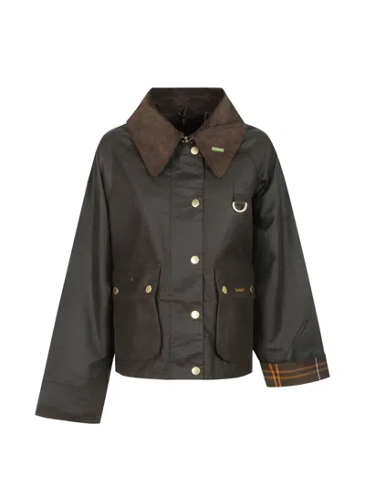 Barbour Icons Modern Spey Waxed Corduroy-collar Jacket In Black