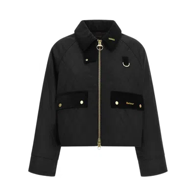 Pre-owned Barbour Icons Quilted Spey Wax Jacket 'black/classic' | Women's Size 16