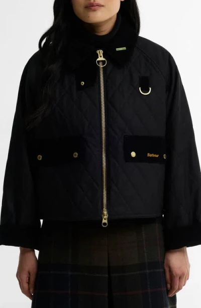 Barbour Icons Spey Quilted Waxed Cotton Jacket In Black