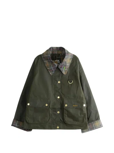 Barbour Icons Tartan-collar Waxed Jacket In Green