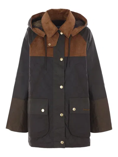 Barbour Imelda Diamond-quilted Corduroy-paneled Coat In Brown