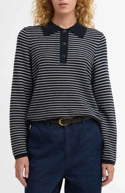 Barbour Inez Stripe Polo Sweater In Black