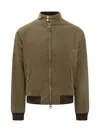 Barbour International Steve Mcqueen Merchant Wax Bomber Jacket In Green