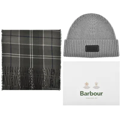 Barbour International Beanie And Scarf Gift Set In Gray