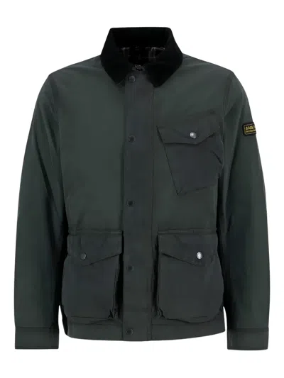 Barbour International Corduroy-collar Pocketed Jacket In Green