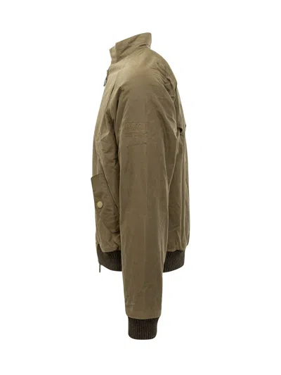 Barbour International Cotton Waxed Bomber Jacket In Sand