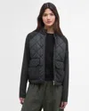 Barbour International Ebony Womens Diamond Quilted Hybrid Jacket In Black