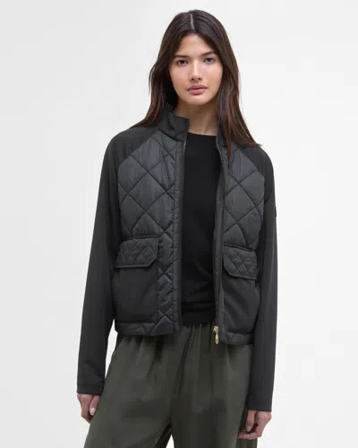 Barbour International Ebony Womens Diamond Quilted Hybrid Jacket In Black