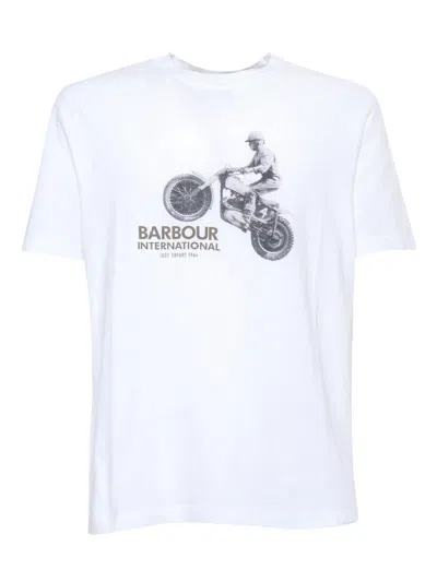 Barbour International Graphic-printed Crewneck T-shirt In White