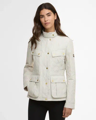 Barbour International Halsey Womens Quilted Jacket In Silver