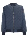 Barbour International Harfell Diamond-pattern Quilted Bomber Jacket In Blue